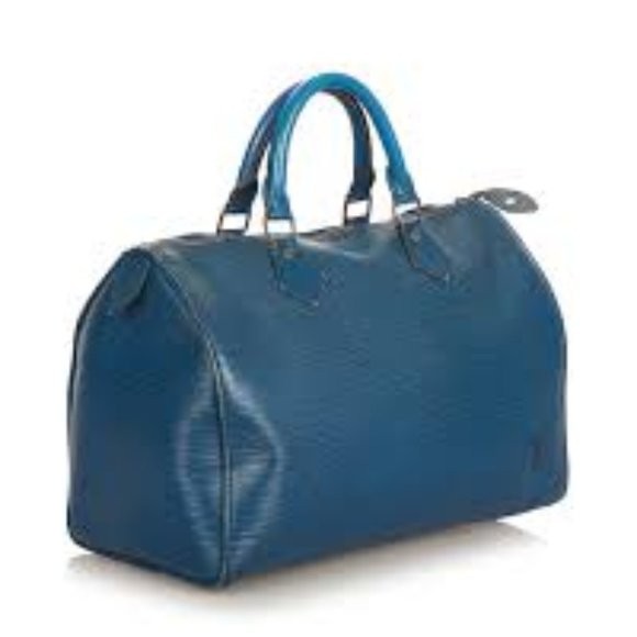 SALE! Vintage Louis Vuitton Epi Speedy 30 Blue Leather Gold Satchel Boston Bag - Picture 7 of 16